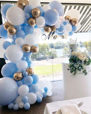 China Hot Selling Blue Balloon Chain Latex Macaron Baby Birthday Garland Arch Latex Balloon Party Decoration Set for sale