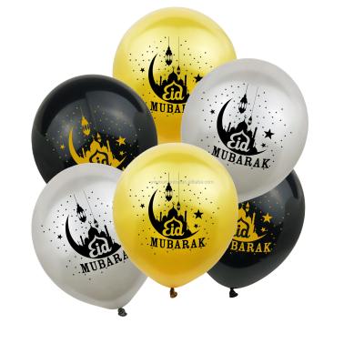 China Latex Carry Kaile Gold Black EID MUBARAK Latex Balloon For Home Party Ramadan Decorations for sale