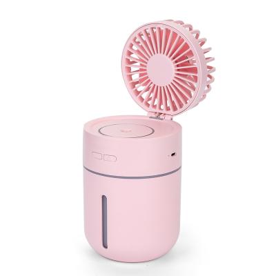 China 2000mAh Mini Humidifier Fan 2000mAh USB Led Night Light Mini Air Humidifier Car Rechargeable Portable Fog Fan with Cool Humidifier for sale