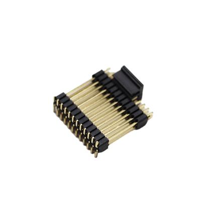 China Plastic PCB Factory 1.27mm Pitch Single Row Dual Plus Step Up Right Angle SMT Pin Header Connector for sale