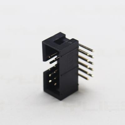 China 2.54mm Machined Pin Box Header PCB Pin Connector 10 90 Degree for sale