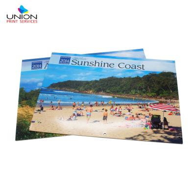 China paper & Promotional High Quality 2021 New Cardboard Custom Design Landscape Wall Calendar With Shrink Wrapping Paper for sale