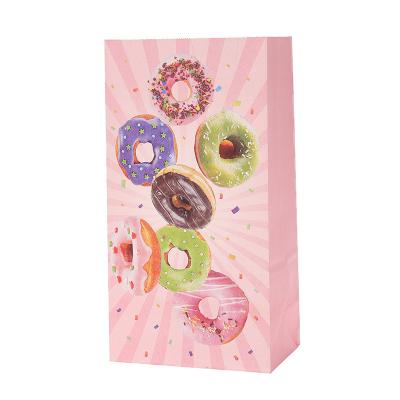 China 2022 Recyclable New Fashion Sticker Party Gift Candy Food Bag Cartoon Donut Packaging Paper Bag for sale