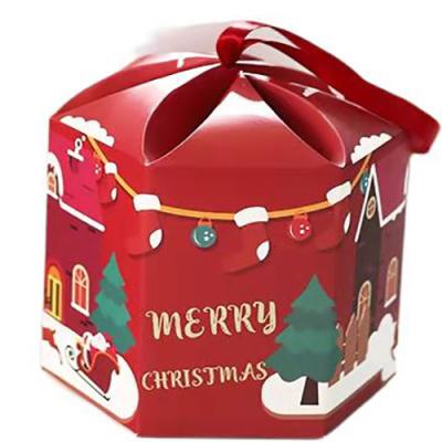 China New Recyclable Gift Apple Christmas Eve Snack Bag Folding Gift Christmas Candy Box for sale