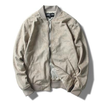 China Fashion Breathable College Jacket Men's Causal Slim Fit Cotton Suede Leather Zipper Bomber Jackets for sale