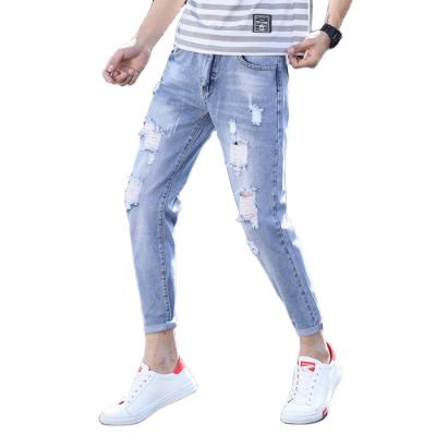 China 2021 New Mens Breathable Jeans Casual Wear Best Quality Jeans Fashion Design Solid Skinny Ripped Jeans for sale