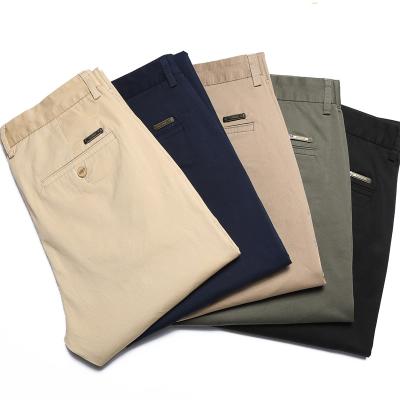 China 2021 new fashion business men's brand Gray Khaki Navy twill pants men's twill pants men's casual elastic straight pants slacks for sale