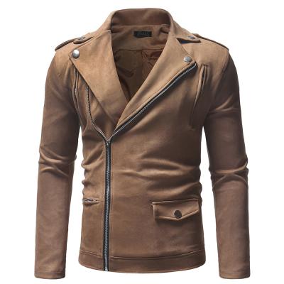 China Solid Color Diagonal Slim Casual Men's Windproof Turn-Down Collar Waterproof Wool Zipper Zipper Jacket for sale