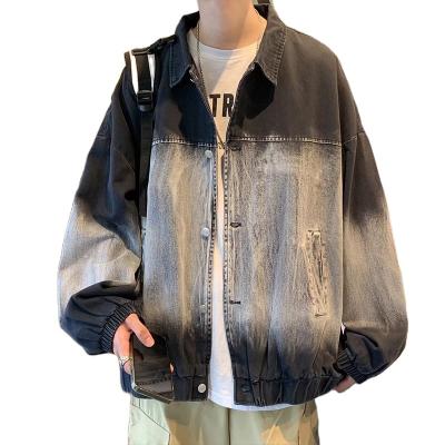 China Men's Trend Breathable Soft Loose Upper Tie-Dyed Jacket Spring and Autumn Fashion Youth Denim Coat for sale