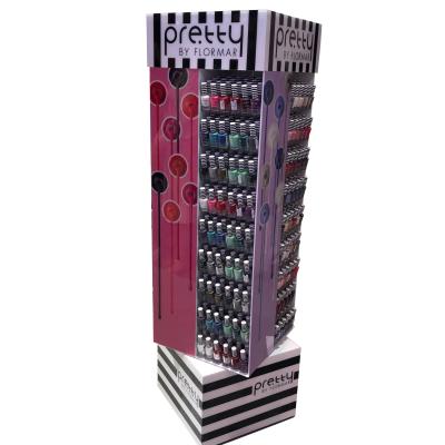 China Product Showing Fairly New Customized Large Rotating Acrylic Floor Standing Nail Polish Display Stand for sale