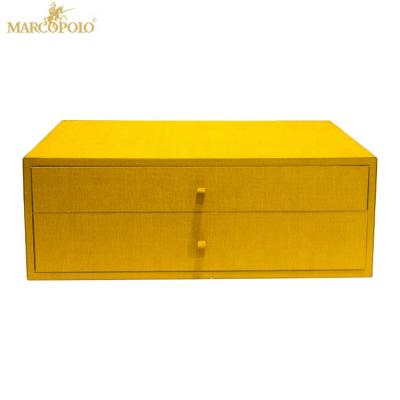 China Eco-friendly Design Professional Wooden PU Leather Jewelry Storage Box With Two Drawers for sale