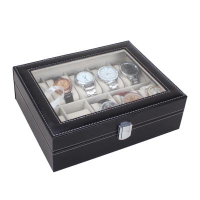 China Wholesale 10 Slots Durable Factory Black PU Leather Watch Display Storage for sale