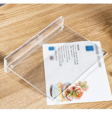 China Eco-friendly Acrylic Magnetic Display Holder A4 Sign Menu Holder Clear With Base for sale