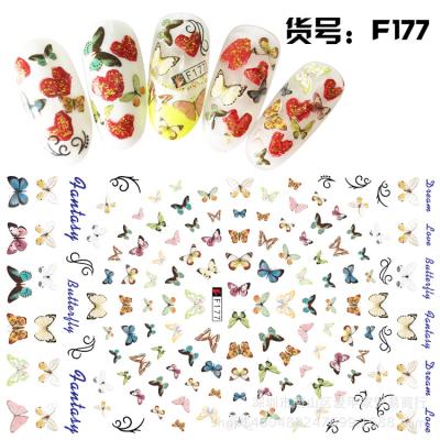 China F624 F679 Environmental Protection Butterfly Nail Sticker Valentine's Day Nail Sticker Rose Heart Butterfly Self-adhesive Paper for sale