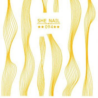 China SHE093-104 environmental protection gold bronzing line retro nail decals style gold and silver gold nail decals nail sticker for sale