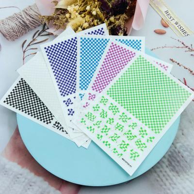 China Environmental protection charm nail stickers with nail adhesive fresh new art stickers plaid nail stickers for sale