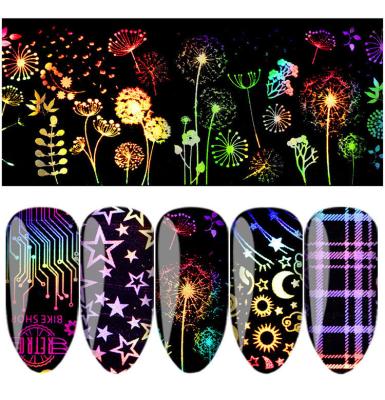 China 10pcs Environmental Protection Star Nail Sticker Laser Fire Element Nail Sticker Fire Nail Art Sticker for sale