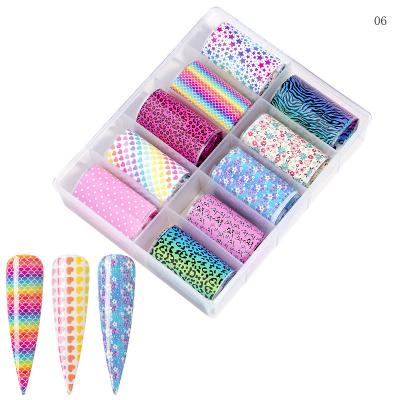 China Environmental Protection Flower Leopard Print Nail Foil Set Starry Logo Sky Adhesive Wraps Transfer Art Decal Paper Stickers for sale