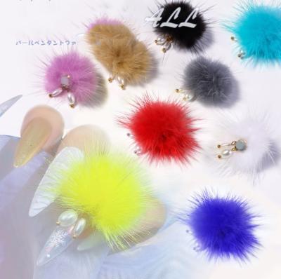 China Popular New Mink Wool Mink Hair Ball Magnet Nail Bead Removable DIY Jewelry Pendant Nail Jewelry for sale