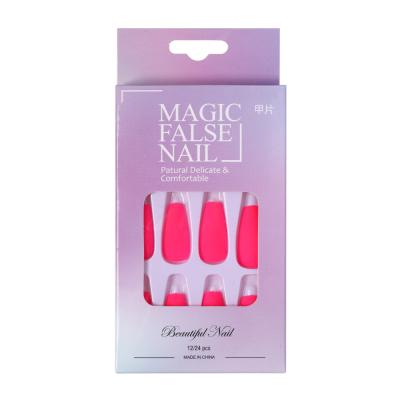 China French Pink Medium False Nail Salon Solid Color False Nail Tips Full Cover Wholesale Artificial Nails for sale