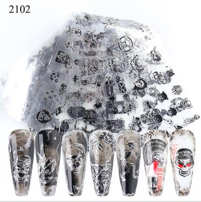 China Environmental Protection Halloween Easter Nail Sticker Lace Paper Skull Transfer Paper for sale