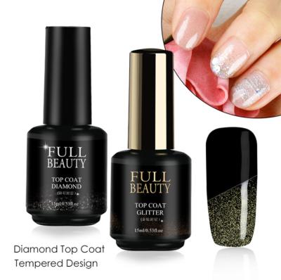 China Environmental Protection Nail Diamond Top Coat Soak Off Gel Nail Polish Decoration Gold Glitter UV/LED Adhesive Gel for sale