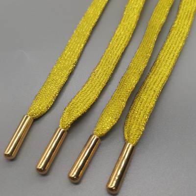 Κίνα High Quality Eco-Friendly/Washable Metallic Gold Christmas Flat Yarn Lace With Gold Metal Tips προς πώληση