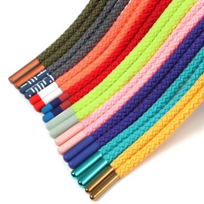 China Flat All Cord Series Custom Drawstring Tie Up Colorful Round Drawstring Hoodie String String With Metal Tips Te koop