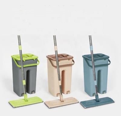 China Sustainable Home-Used Hand Floor Mop Self Free Cleaning Wash And Dry Flat Mop With Bucket Set for sale