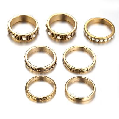 China Romantic Jewelry Ring Gold Diamond Joint Ring Set Seven Piece Women'sRing Watch for sale