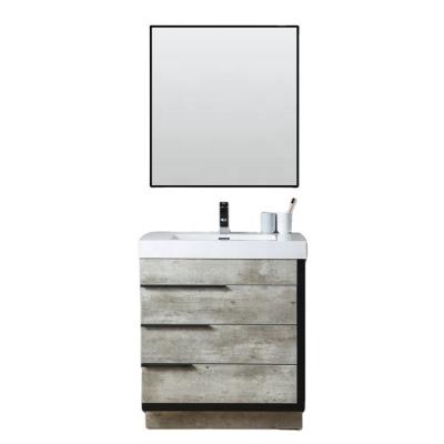 China 24 Inch Four Drawers Modern Commercial Bathroom Floor Cabinet Vanity Units With Resin Basin for sale