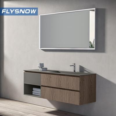 China Modern Commercial Modern Bathroom Vanity Cabinet With LED Mirror for sale