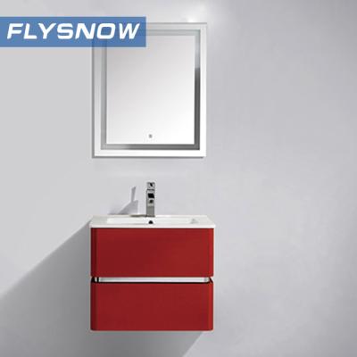 China Bathroom Vanity LED Lighted Red Paint Small Bathroom Cabinet for sale