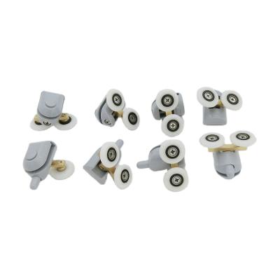 China Modern Gray Plastic Pulley Sliding Door Wheel Casters for Shower Enclosure, Shower Room, Double and Bottom Rollers for sale