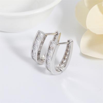 China Wholesale Platinum Brass Earrings Adjust Color Zircon Wedding Wear Earrings for sale