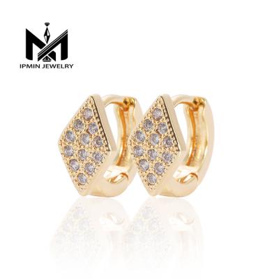 China 2019 high quality simple style 18K zirconia diamond brass inlaid gold plated earrings for women for sale