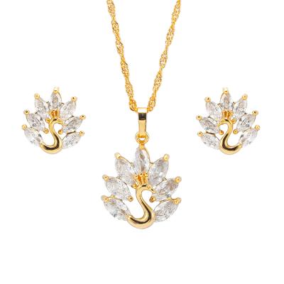 China CLASSIC Wholesale 18K Gold Plated Copper Bridal Jewelry Set For Women for sale