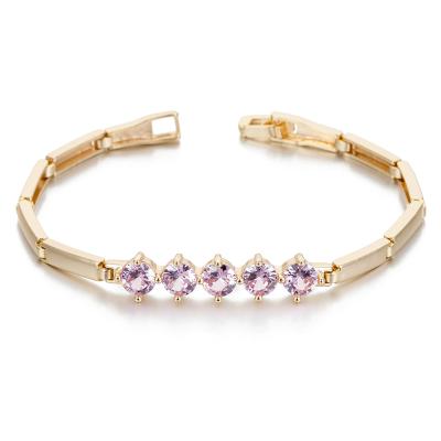 China CLASSIC High Quality 18K Gold Plated Zircon Brass Charm Jewelry Bangle Chain Bracelet for sale