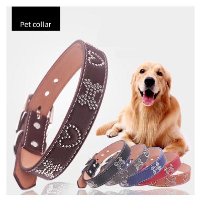 China JEWELED Simple Adjustable Pet Traction Collar Faux Stone Bone Leather Dog Collar Pet Traction Supplies for sale