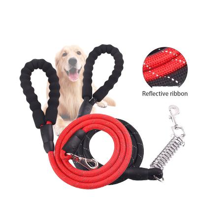 China Reflective Multi-Color Dog Traction Rope Round Rope New Pet Traction Spring Rope Shock Absorber Trunk Nylon Traction Nylon Back Belt for sale