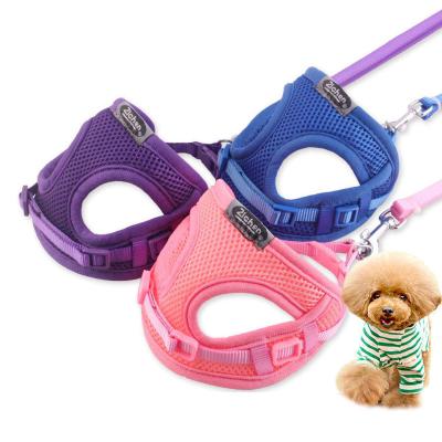 China Polyester Pet Ensures Wholesale Border Type Pet Dog Leash Color Chest Harness Dog Vest Chain for sale