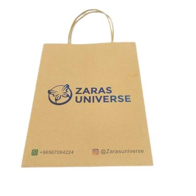 China Hot Sale Recycled Kraft Paper Materials Logo Custom Food Caterer Recycled Shopping Bag With Handle for sale