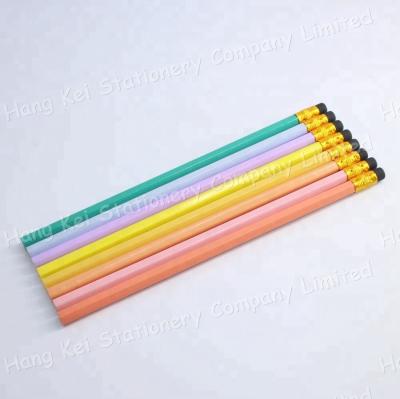 China Office & School Pencil HB Eco-Friendly Natural Wood Based Colored Pencil With Top Eraser for sale