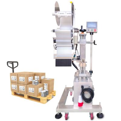 China Ym320 Automatische kartonnen doos Twee zijden sticker hoek verzegelmachine Plastic Paper Big Box Labeling Machine Te koop