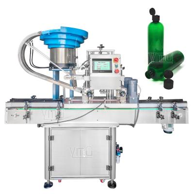 Cina YIMU CM140 Automatic Pet Shampoo Bottle 4 ruote Capper Pressing Screwing Capping Machine Con Vibrating Cap Feeder in vendita