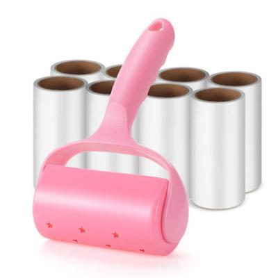 China Sticky Brush Paper Hair Removal 60 Sheets Roller Fiber Roller Cleaning Brush Eco-Friendly Fabric Sticky Brush Paper Sweeper Roller for sale