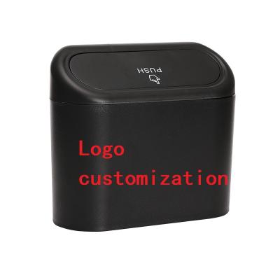 China Durable Dust Bin Vehicle Car Bin Hanging Storage Box Black ABS Square Squeezing Type Trash for sale