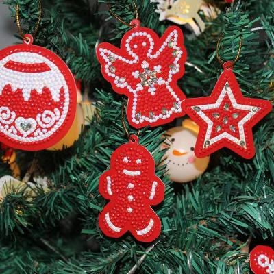 China Christmas Decoration DIY Ornament 10pcs /set Diamond Painting Card Paper Cartoon Diamond Pendant Kit for sale