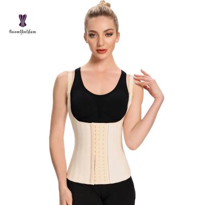 China 25 Women Body Shaper Waist Trainer Latex Corset Antibacterial Steel Boned Vest With Hook Compression Tops Fajas Invest for sale