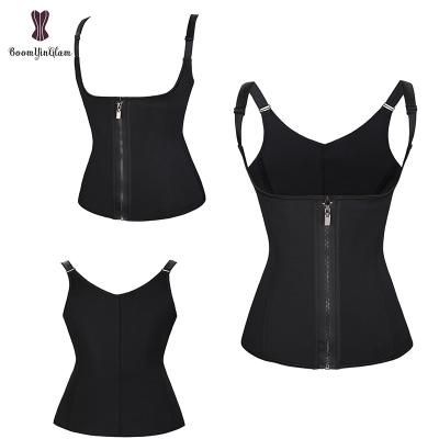 China Antibacterial Size XS Plus To XXXXXXL Shoulder Supports Invest Zipper And Hook Neoprene Body Shaper Underbust Corset Waist Trainer for sale